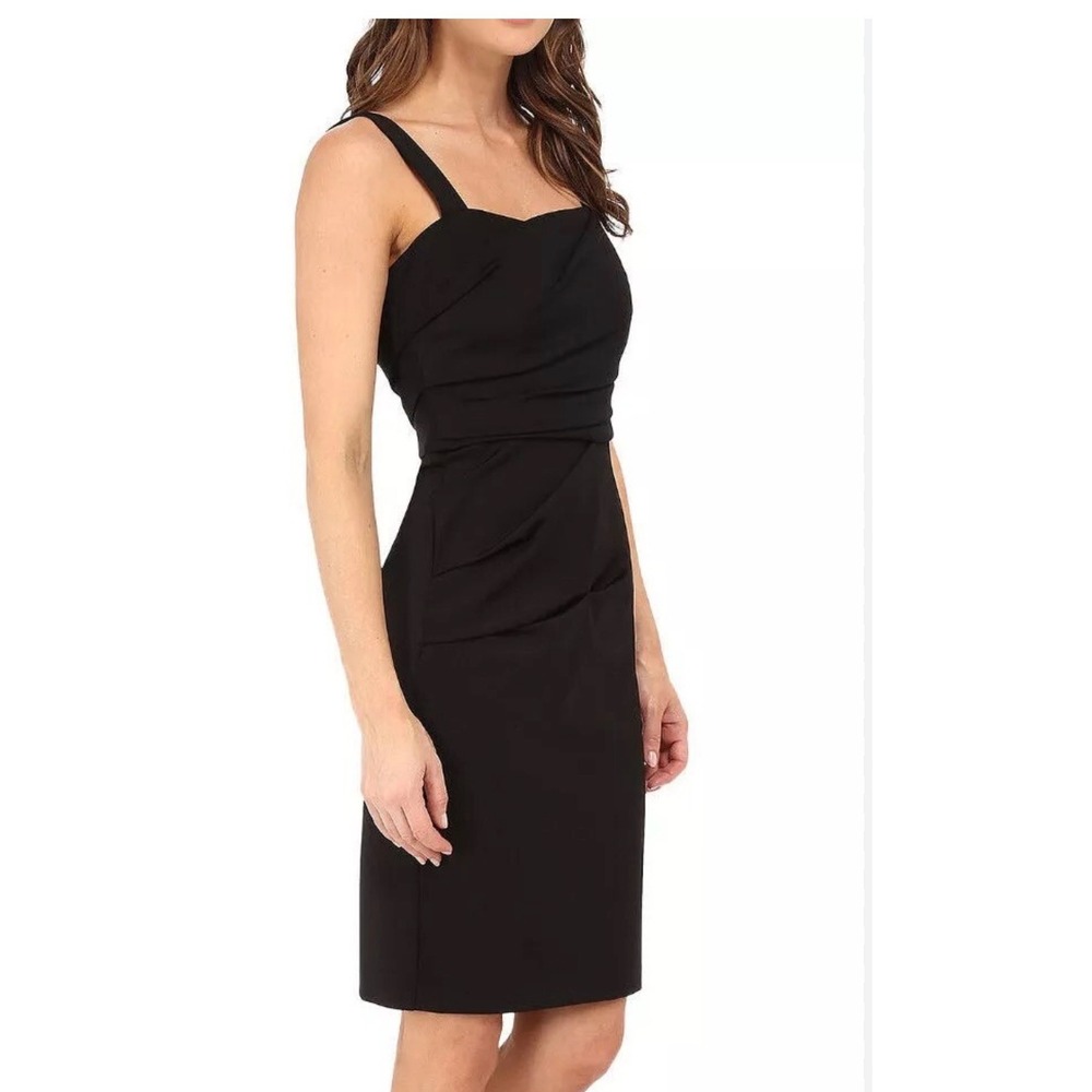 TRINA‎ TURK 'Peyton' Black Scuba Ruched Sheath Party Dress Size 8